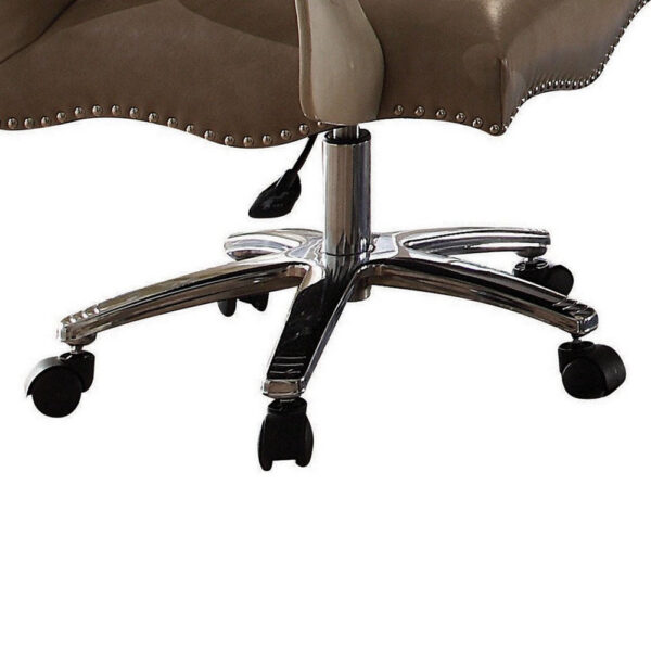 Leather Upholstered Executive Chair With Lift in Brown and Bone White Finish