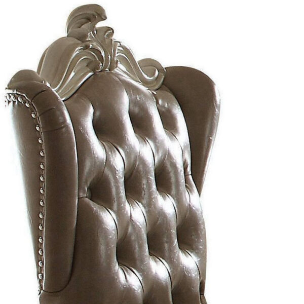 Leather Upholstered Executive Chair With Lift in Brown and Bone White Finish