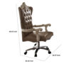 Leather Upholstered Executive Chair With Lift in Brown and Bone White Finish