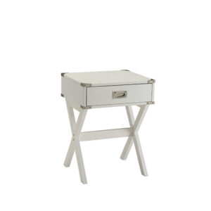 Square End Table, White