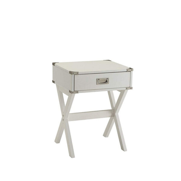 Square End Table, White