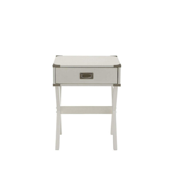 Square End Table, White