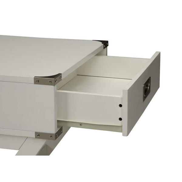 Square End Table, White