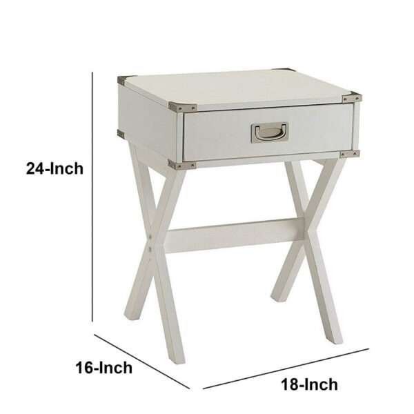 Square End Table, White