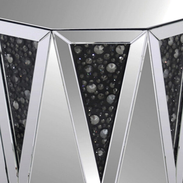 End Table With Octagonal Mirrored Top, Clear And Black