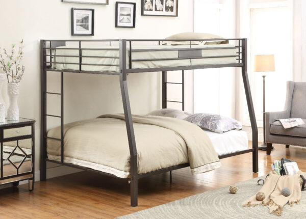 Metal Full XL/Queen Bunk Bed, Black Sand