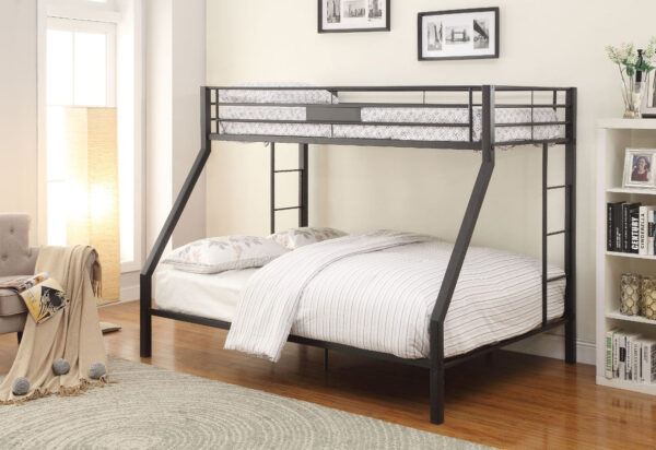 Metal Twin XL/Queen Bunk Bed, Black Sand