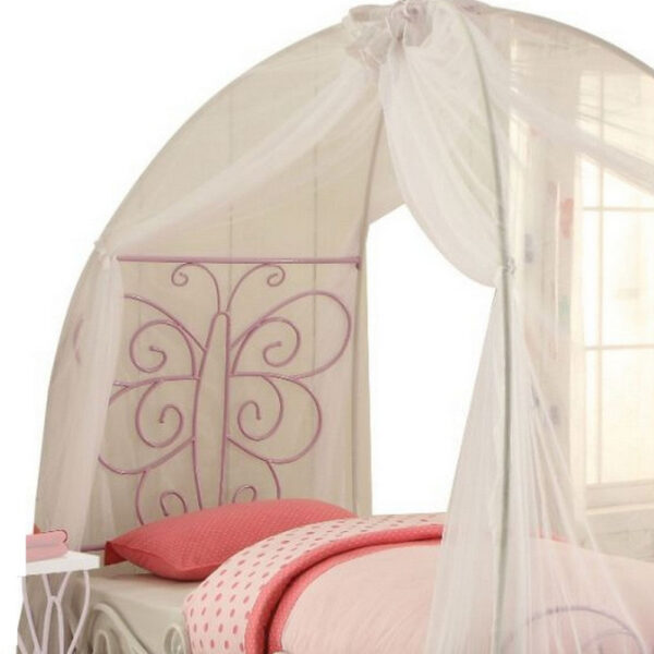 Angel Full Bed with Canopy, White & Purple