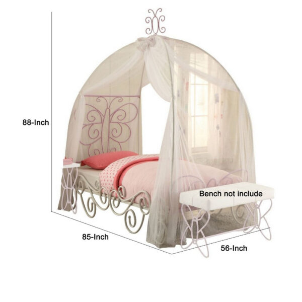 Angel Full Bed with Canopy, White & Purple