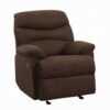 Fabric Upholstered Recliner With Padded Arms, Chocolate Brown