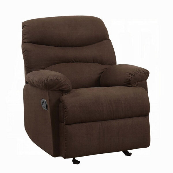 Fabric Upholstered Recliner With Padded Arms, Chocolate Brown
