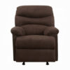 Fabric Upholstered Recliner With Padded Arms, Chocolate Brown