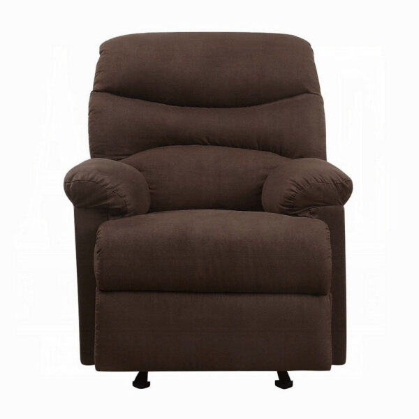 Fabric Upholstered Recliner With Padded Arms, Chocolate Brown