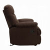 Fabric Upholstered Recliner With Padded Arms, Chocolate Brown