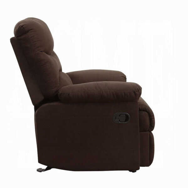 Fabric Upholstered Recliner With Padded Arms, Chocolate Brown