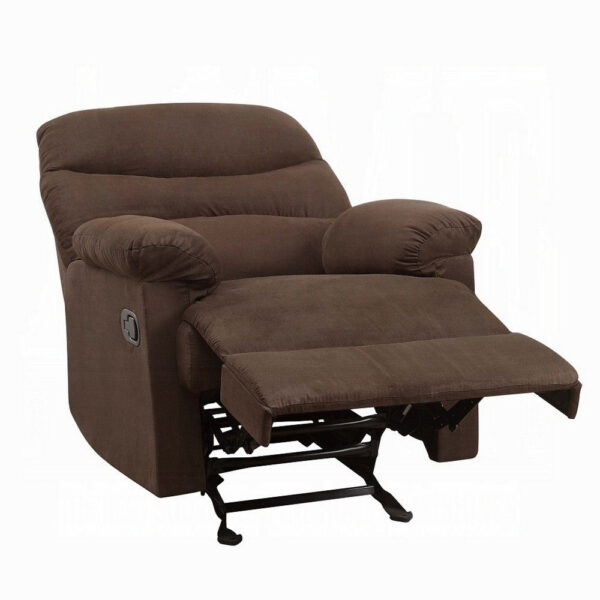Fabric Upholstered Recliner With Padded Arms, Chocolate Brown