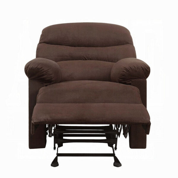 Fabric Upholstered Recliner With Padded Arms, Chocolate Brown