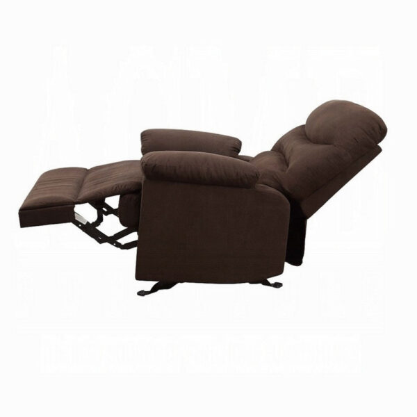 Fabric Upholstered Recliner With Padded Arms, Chocolate Brown