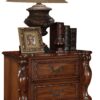 Wooden Night Stand with Two Drawer In Traditional Style, Brown