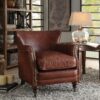 13022026698f045107723.jpeg Leather Upholstered Accent Chair With Nail head Trim, Dark Brown