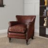 13022026698f05008414e.jpeg Leather Upholstered Accent Chair With Nail head Trim, Dark Brown
