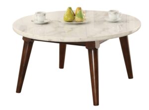 13022026698f052e8c86e.jpeg Wood Base Coffee Table with Marble Top, Walnut Brown