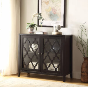 Storage Cabinet with 2 Doors and Quatrefoil Design, Black