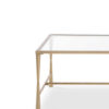 Ova Coffee Table, 47 Inch Rectangular Glass Top, Antique Gold Iron