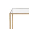Kix Side End Table, 20 Inch Square Glass Top, Open Shelf, Antique Gold