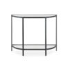 Nizy Sofa Console Table, 36 Inch Glass Top, 1 Open Shelf, Black Iron