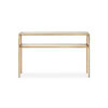 13022026698f069d8296c.jpeg Ted Sofa Console Table w Open Shelf, 48 Inch Glass Top, Gold Iron