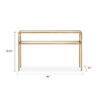 13022026698f06a377625.jpeg Ted Sofa Console Table w Open Shelf, 48 Inch Glass Top, Gold Iron