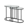 Valo 2pc Nesting Accent Table Set, Glass Oval Top, Retro Matte Black