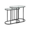Valo 2pc Nesting Accent Table Set, Glass Oval Top, Retro Matte Black