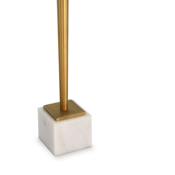 Lemy Accent Table, 11 Inch Square Glass Top, White Marble, Retro Brass