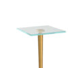 Lemy Accent Table, 11 Inch Square Glass Top, White Marble, Retro Brass
