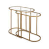 Valo 2pc Nesting Accent Table Set, Retro Glass Oval Top, Antique Brass