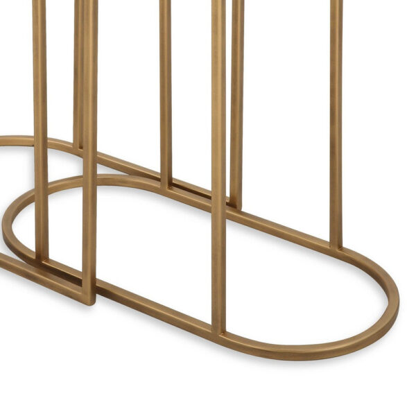 Valo 2pc Nesting Accent Table Set, Retro Glass Oval Top, Antique Brass