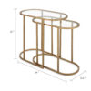 Valo 2pc Nesting Accent Table Set, Retro Glass Oval Top, Antique Brass