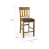 Fori Barstool Chair Set of 2, Faux Leather Seats, Light Brown Legs