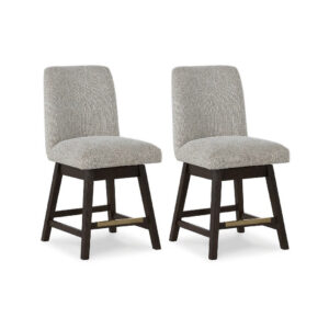 Haus Swivel Counter Height Chair Set of 2, Beige Foam Seats, Dark Brown