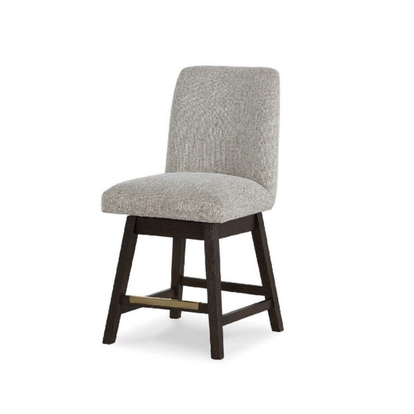 Haus Swivel Counter Height Chair Set of 2, Beige Foam Seats, Dark Brown