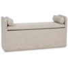Dani Ottoman Bench, 2 Bolster Pillows and Hidden Storage, Beige 62 Inch