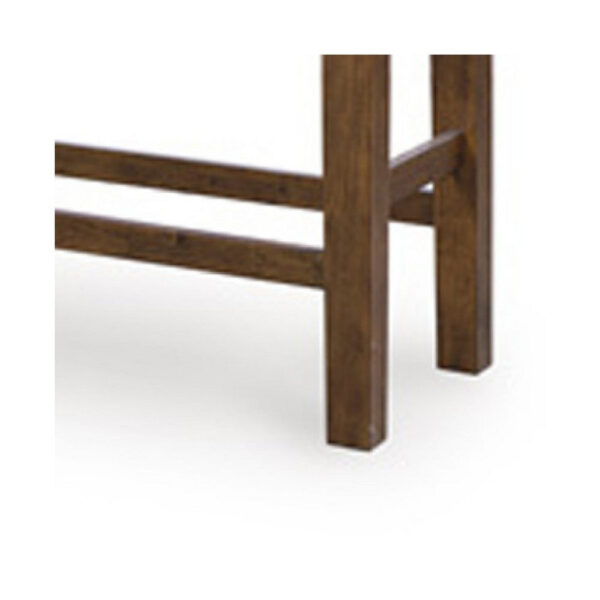 Raly Counter Height Bench, 50 Inch Black Faux Leather Padded, Brown Wood