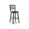 Fleur Swivel Barstool Chair Set of 2, Butcher Block Seat, Black Frame