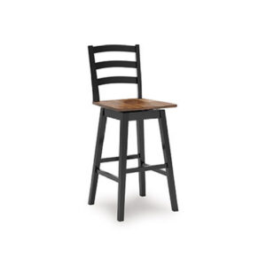 Fleur Swivel Barstool Chair Set of 2, Butcher Block Seat, Black Frame