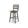 Fleur Swivel Barstool Chair Set of 2, Butcher Block Seat, Black Frame