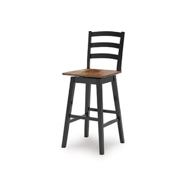 Fleur Swivel Barstool Chair Set of 2, Butcher Block Seat, Black Frame