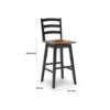 Fleur Swivel Barstool Chair Set of 2, Butcher Block Seat, Black Frame