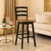 Fleur Swivel Barstool Chair Set of 2, Butcher Block Seat, Black Frame